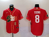Men's San Francisco 49ers #8 Steve Young Red With Patch Cool Base Stitched Baseball Jersey,baseball caps,new era cap wholesale,wholesale hats